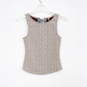 Free People Diamond Print Tie-Back Tank Blouse SM